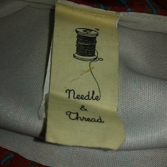 Needle & Thread Red blue off shoulder dress 👗 - Picture 7 of 7